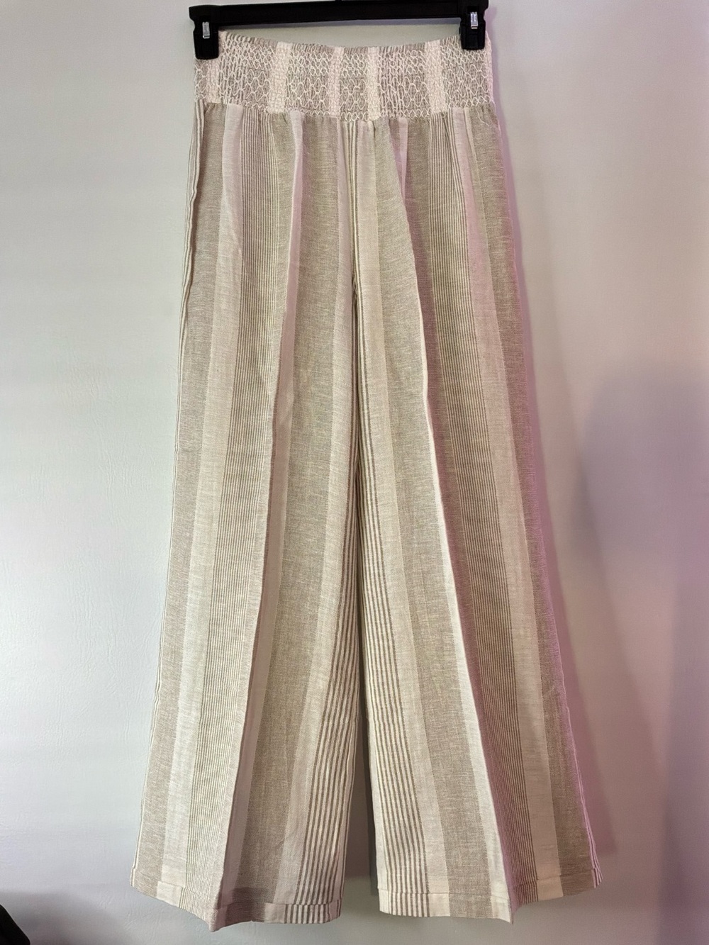 πβ¨π Boho Striped Wide Leg Pants High Rise Elastic Waist Size L - Picture 2 of 10